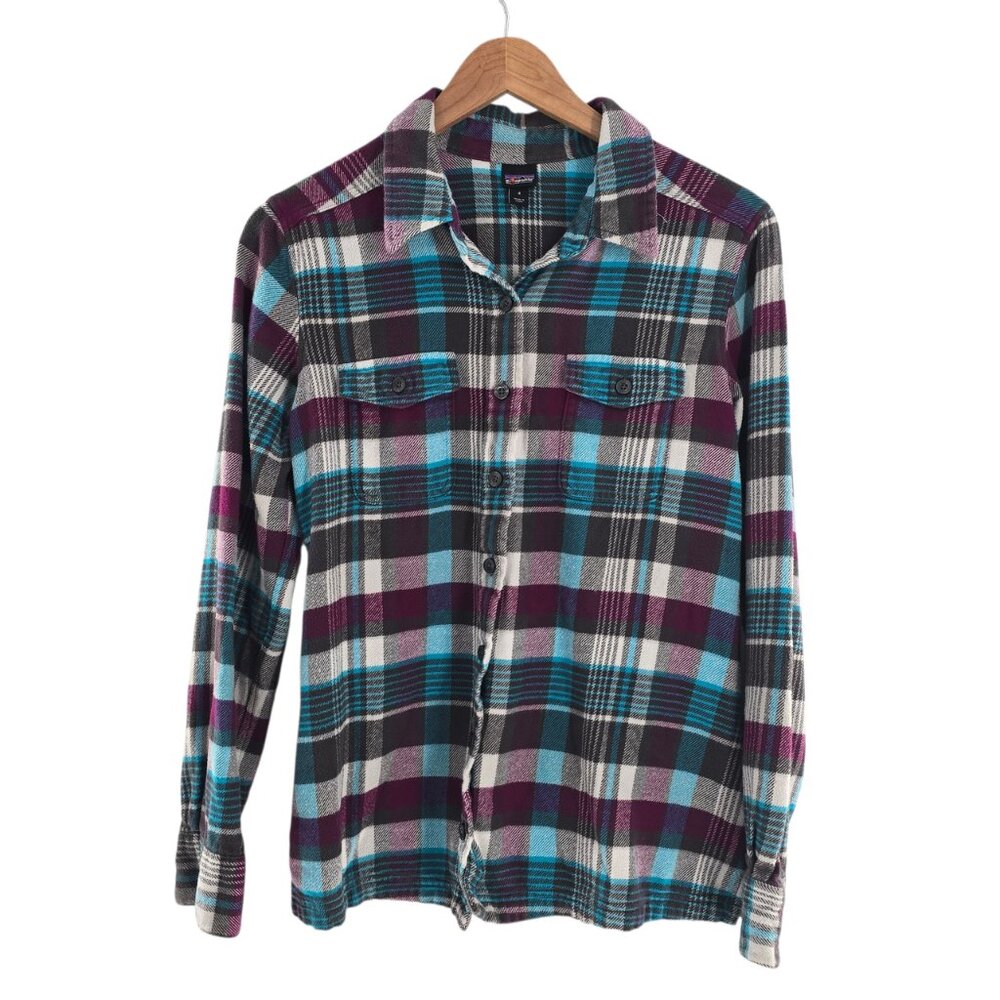 Patagonia Womans SZ 4 Fjord Flannel Organic Cotton Button Down Long Sleeve Plaid